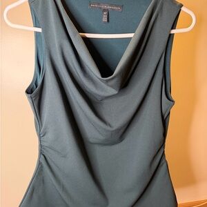 White House Black Market Teal Sleeveless Cowl Neck Blouse